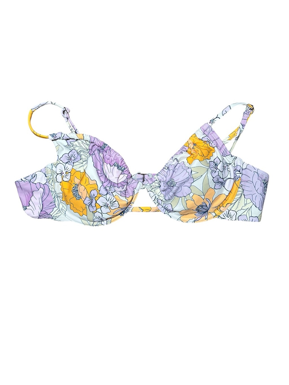 Retro Floral Upper Cinch Tie Bikini Top